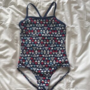 Vibrant Triangles Kids Swim One Piece